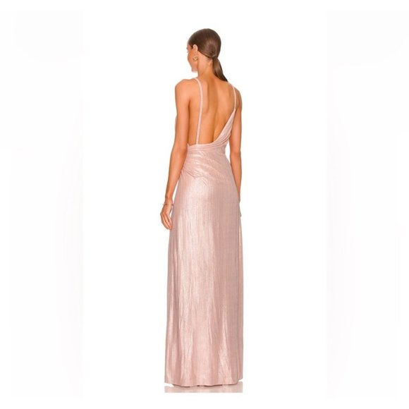 NWT Retrofete Yesi Lamé Maxi Dress in Dusty Pink - Picture 2 of 11